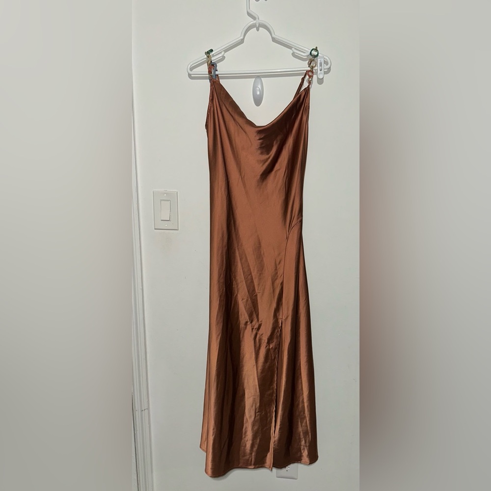NWOT Jason Wu Lana Cowl Neck  Satin Midi Dress Size M